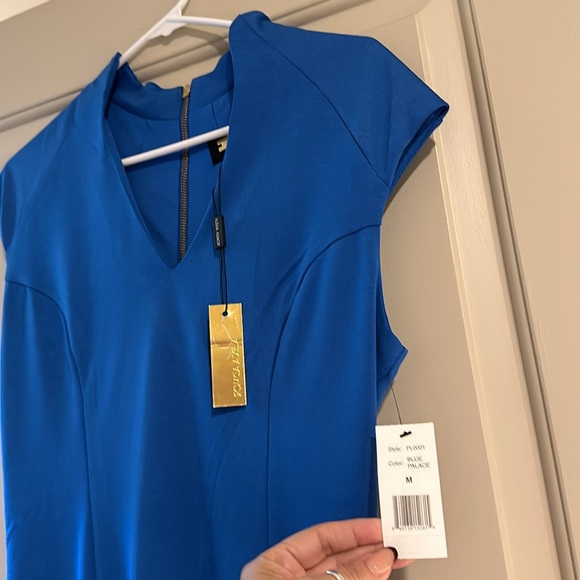 Alexia Admor Women's Medium Blue Katrina Splitneck Midi Dress, Sz M 840738152615 - Picture 3 of 3